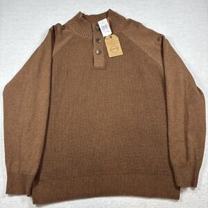 Weatherproof Vintage Men's Collared‎ Knit Sweater XL Brown 100% Cotton Preppy